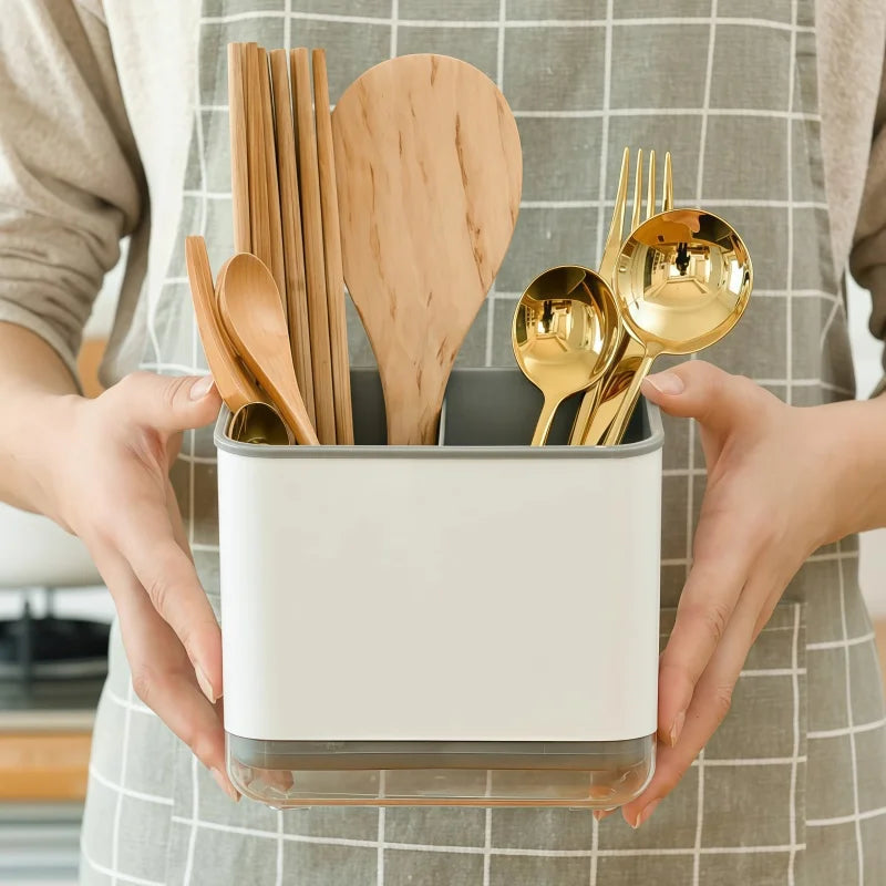 Household Chopstick and Tableware Storage Box. Bottom with Drain Tray. Multi Functional Storage Cage. Kitchen Supplies Storage