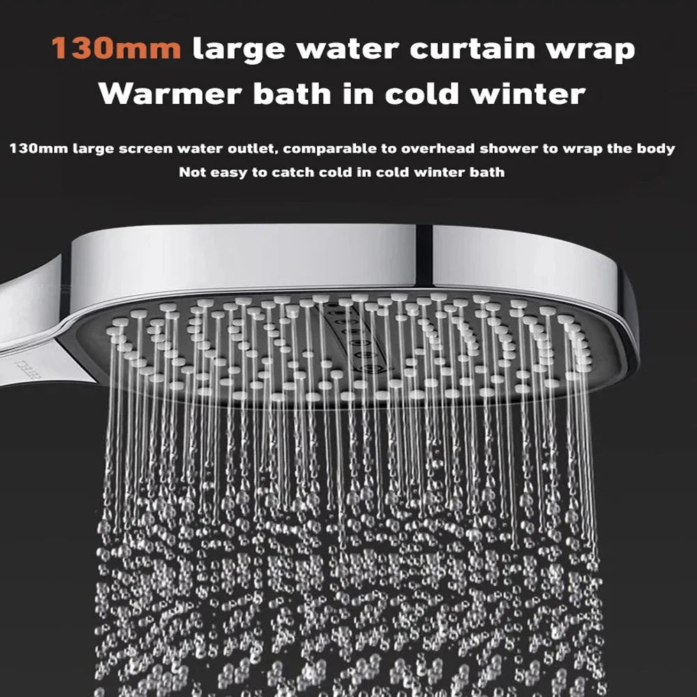 New 13cm Large Panel Shower Head Adjustable 3 Modes High Pressure Massage Shower Head Filter Element Bathroom Accessories