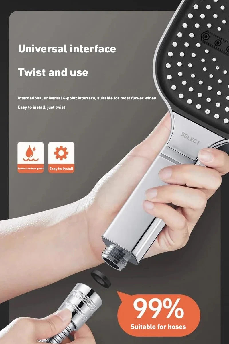 New 13cm Large Panel Shower Head Adjustable 3 Modes High Pressure Massage Shower Head Filter Element Bathroom Accessories