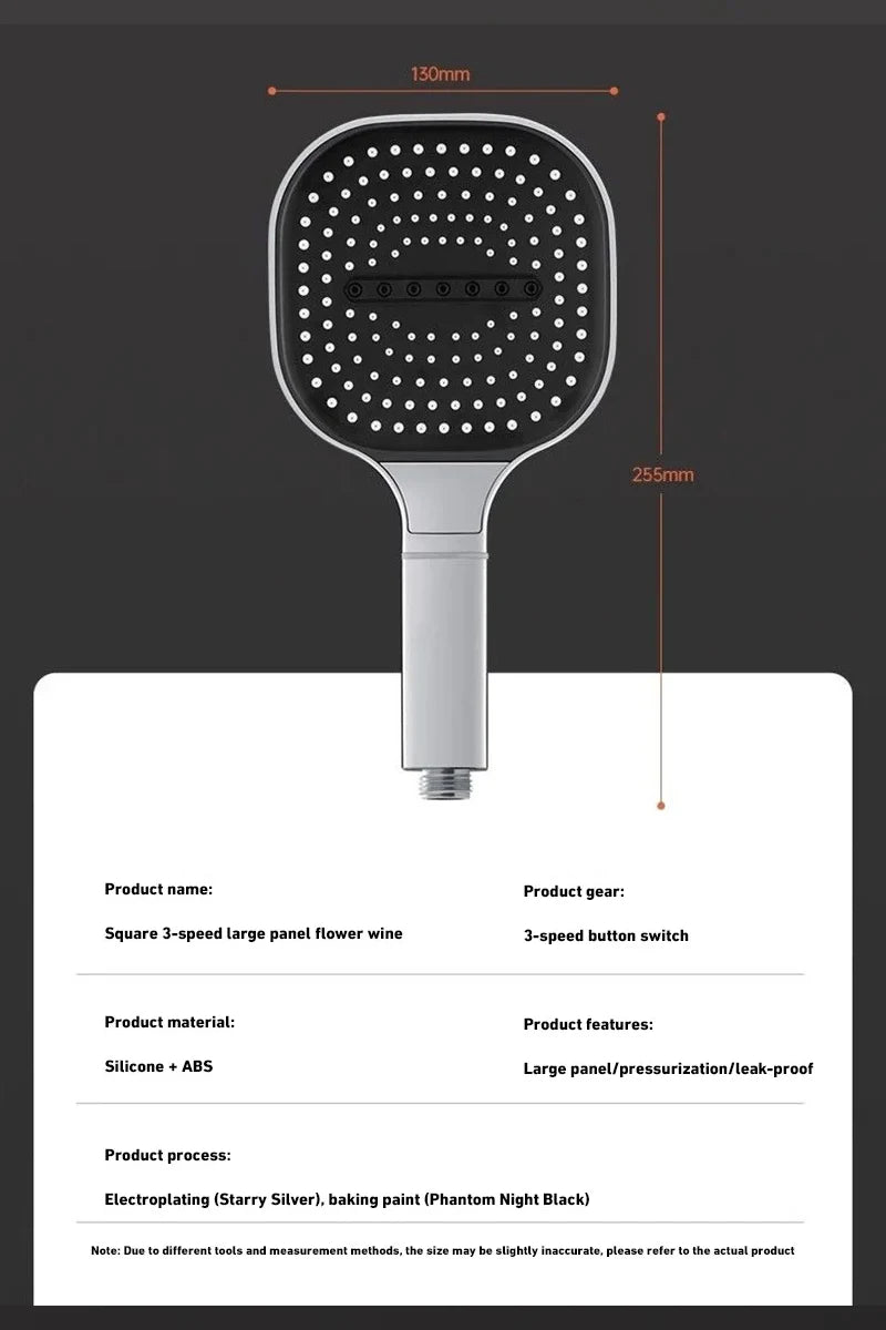 New 13cm Large Panel Shower Head Adjustable 3 Modes High Pressure Massage Shower Head Filter Element Bathroom Accessories