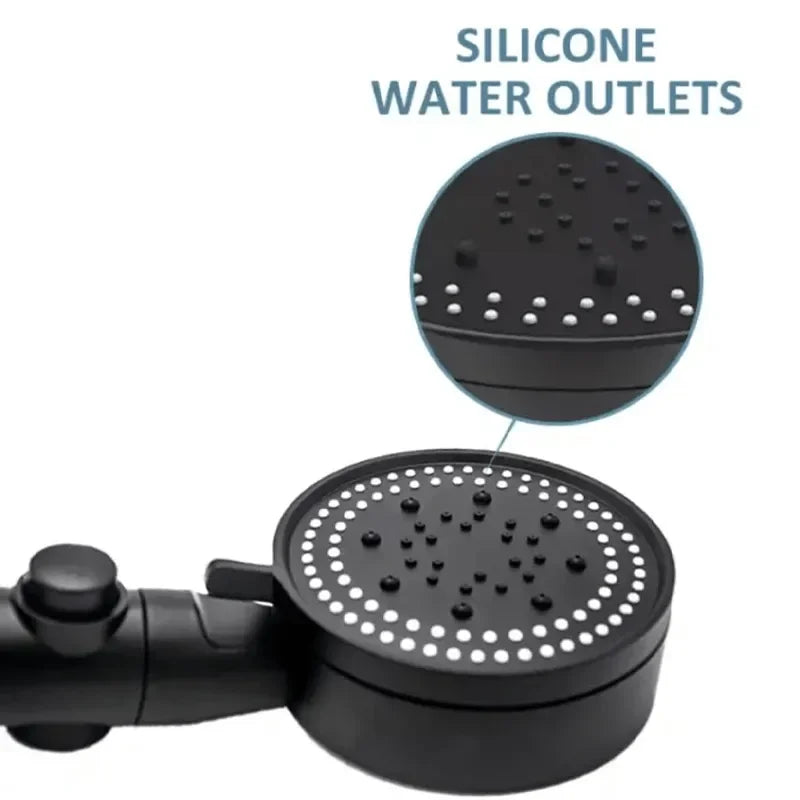 Adjustable High Pressure Shower Head 5 Modes with Hose Water Saving One-Key Stop Spray Nozzle - Bathroom Shower Accessories