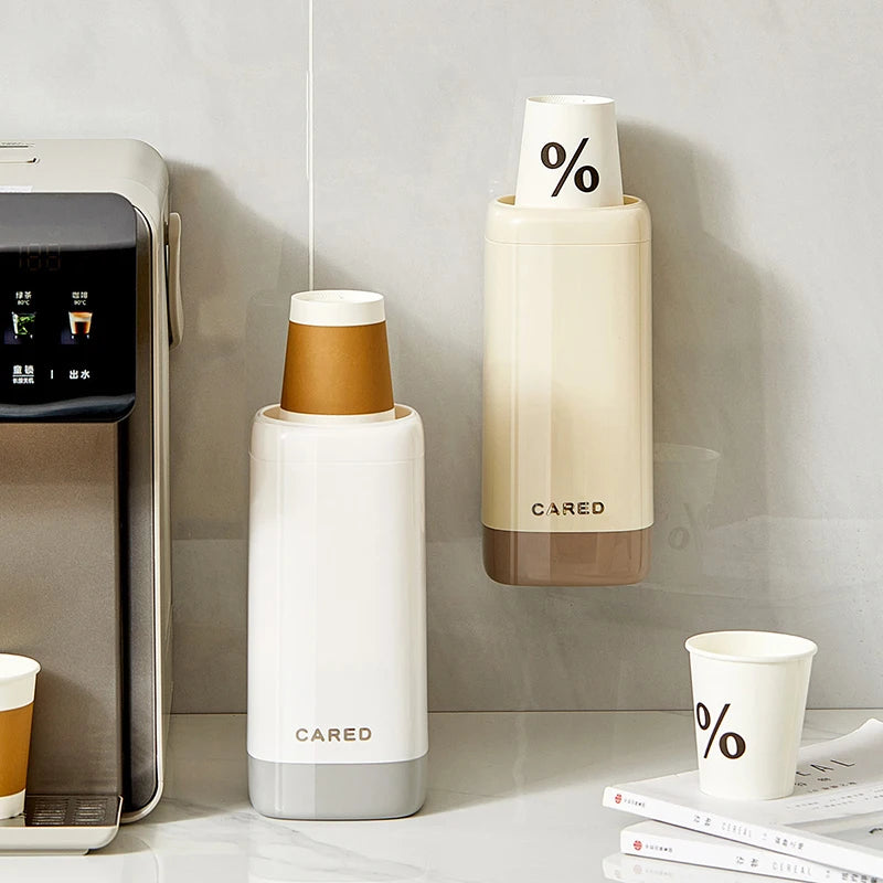 Household Cup Holder, Disposable Paper Cup Storage Rack, Living Room Dust-Proof, Non Perforated Wall Mounted Paper Cup Holder