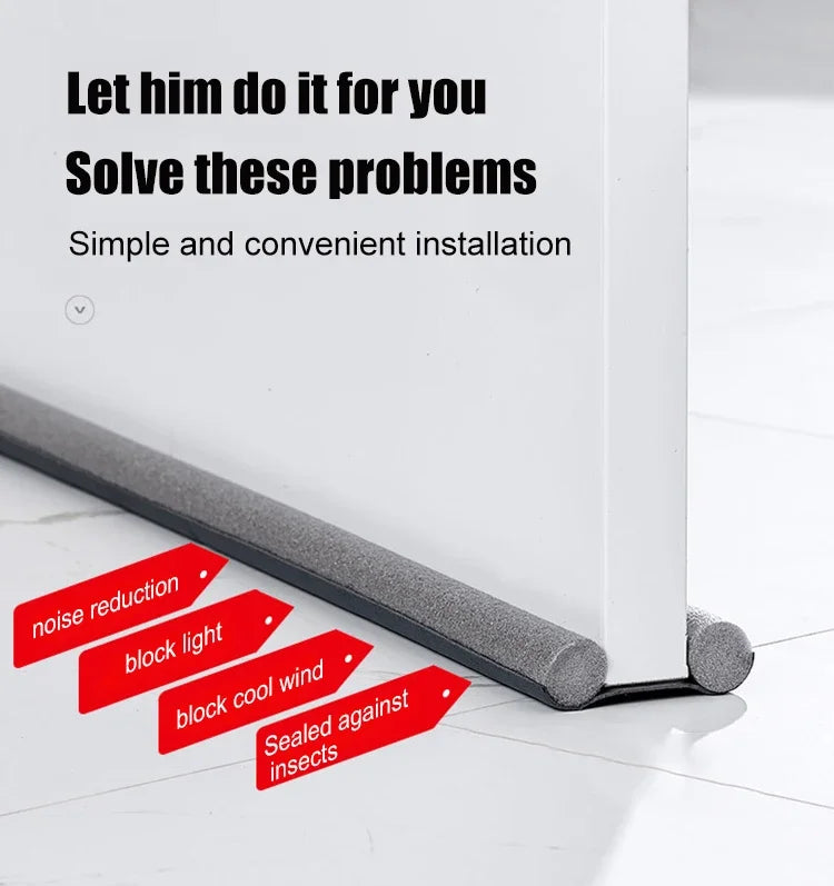 Windproof Seal Strip Draught Excluder Stopper Door Bottom Guard Double Protector Doorstop Dust-proof Blocker Sealer Soundproof