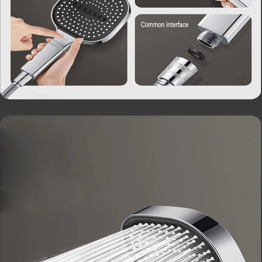 New 13cm Large Panel Shower Head Adjustable 3 Modes High Pressure Massage Shower Head Filter Element Bathroom Accessories