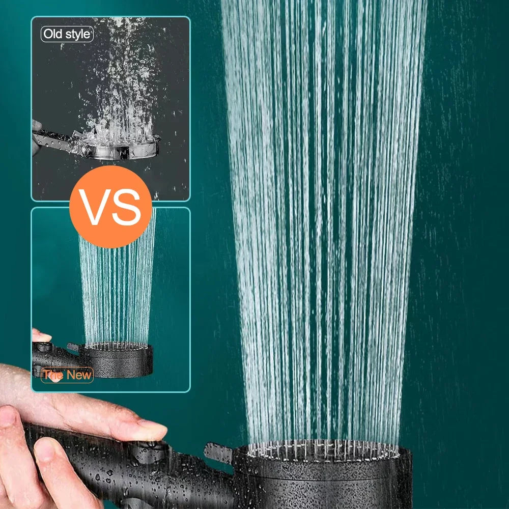 Adjustable High Pressure Shower Head 5 Modes with Hose Water Saving One-Key Stop Spray Nozzle - Bathroom Shower Accessories
