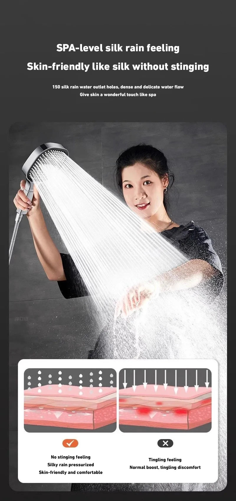 New 13cm Large Panel Shower Head Adjustable 3 Modes High Pressure Massage Shower Head Filter Element Bathroom Accessories