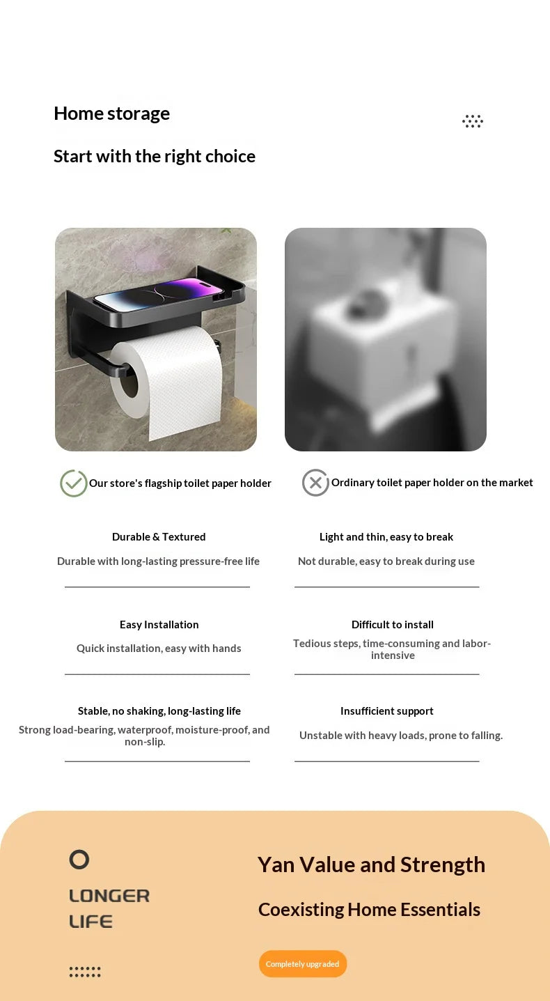 Toilet Paper Holder Plastic Storage Rack Kitchen Towel Placement of Seasoning Bottles Bathroom Wall Roll of Paper Phone Storage