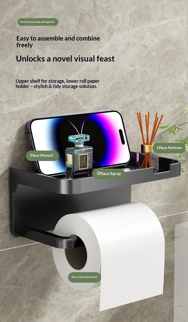 Toilet Paper Holder Plastic Storage Rack Kitchen Towel Placement of Seasoning Bottles Bathroom Wall Roll of Paper Phone Storage