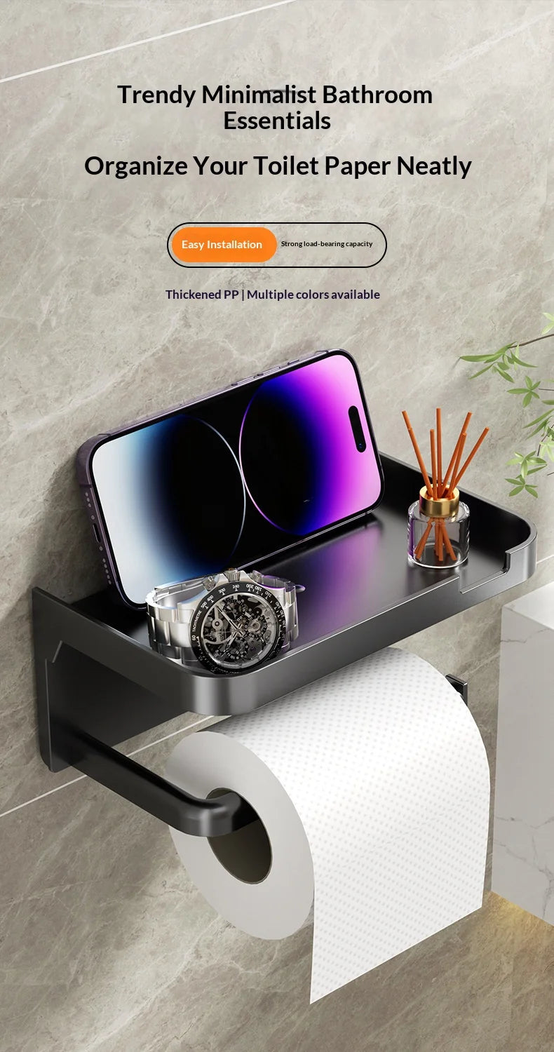 Toilet Paper Holder Plastic Storage Rack Kitchen Towel Placement of Seasoning Bottles Bathroom Wall Roll of Paper Phone Storage