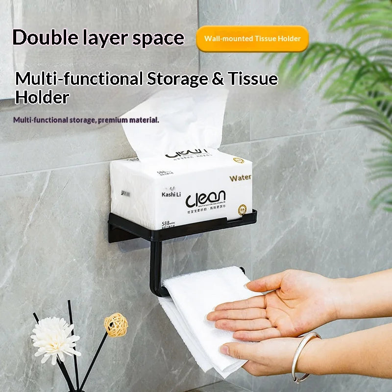 Toilet Paper Holder Plastic Storage Rack Kitchen Towel Placement of Seasoning Bottles Bathroom Wall Roll of Paper Phone Storage