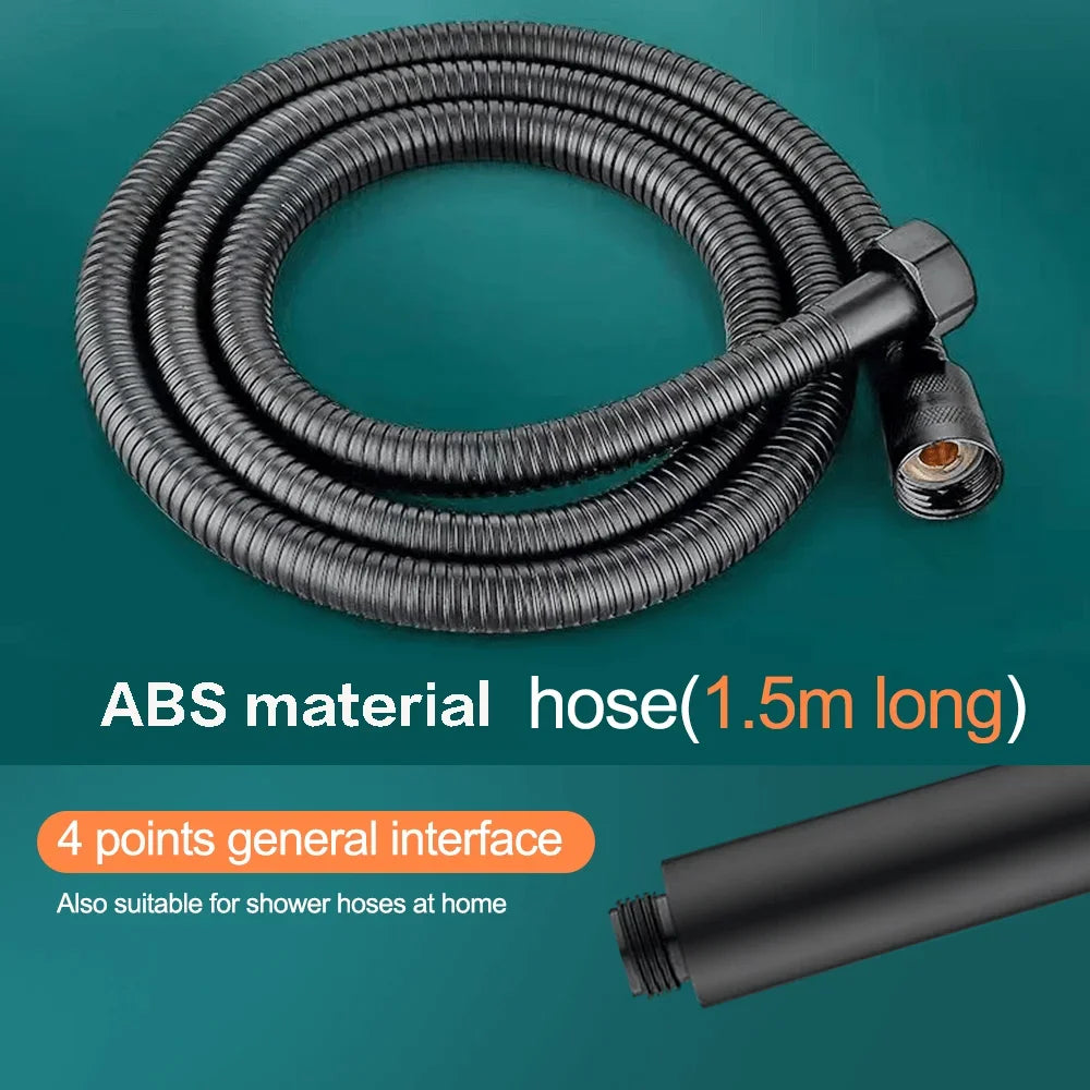 Adjustable High Pressure Shower Head 5 Modes with Hose Water Saving One-Key Stop Spray Nozzle - Bathroom Shower Accessories