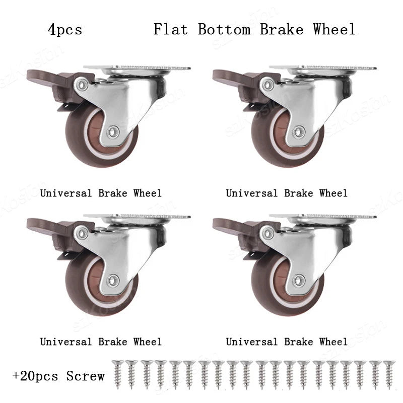 1-2 inch Casters Set of 4 Rubber Small Caster Wheels for Heavy Duty Furniture Cabinets Mini Castors No Noise Smooth Swivel Wheel