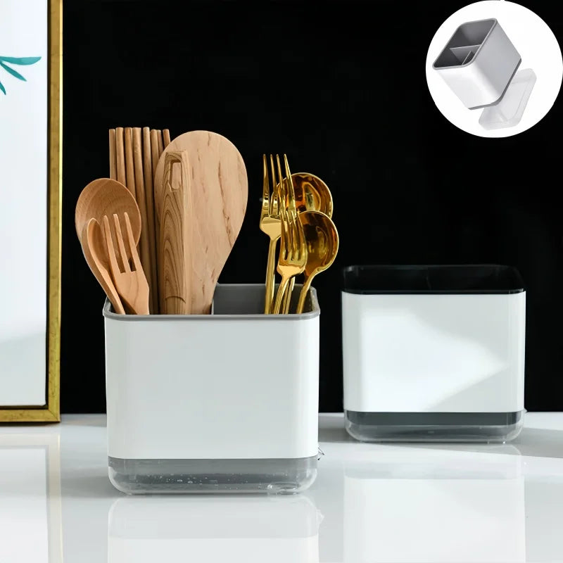 Household Chopstick and Tableware Storage Box. Bottom with Drain Tray. Multi Functional Storage Cage. Kitchen Supplies Storage
