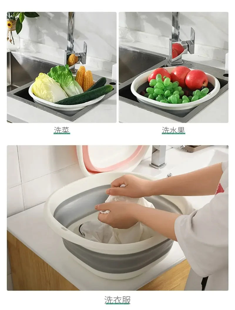Plastic Folding Basins Portable Wash Basins Folding Laundry Tub Adult Baby Bath Basin Bathroom Kitchen Accessories Wash Basin