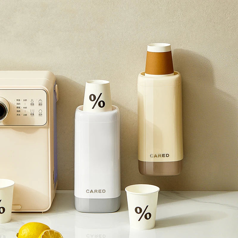 Household Cup Holder, Disposable Paper Cup Storage Rack, Living Room Dust-Proof, Non Perforated Wall Mounted Paper Cup Holder