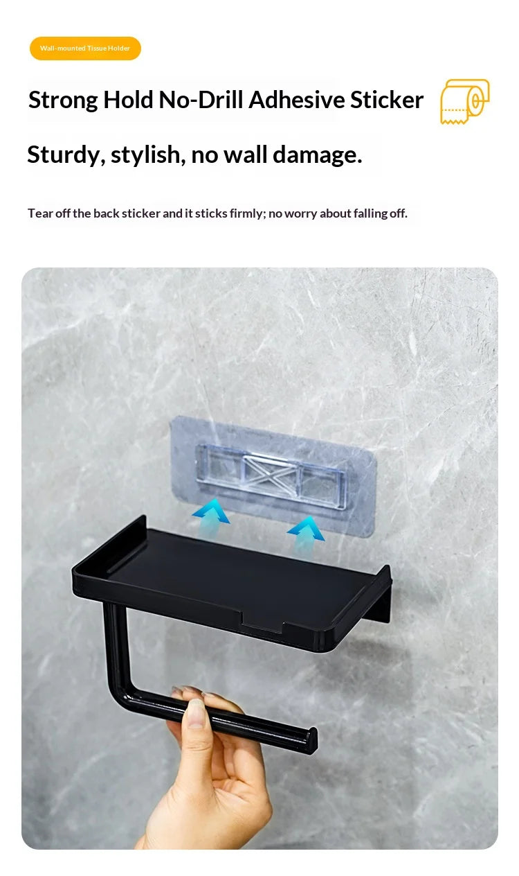 Toilet Paper Holder Plastic Storage Rack Kitchen Towel Placement of Seasoning Bottles Bathroom Wall Roll of Paper Phone Storage